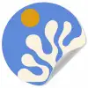 Minimalistisch - Organisch patroon - Blauw Wandcirkel behangsticker klein -3d