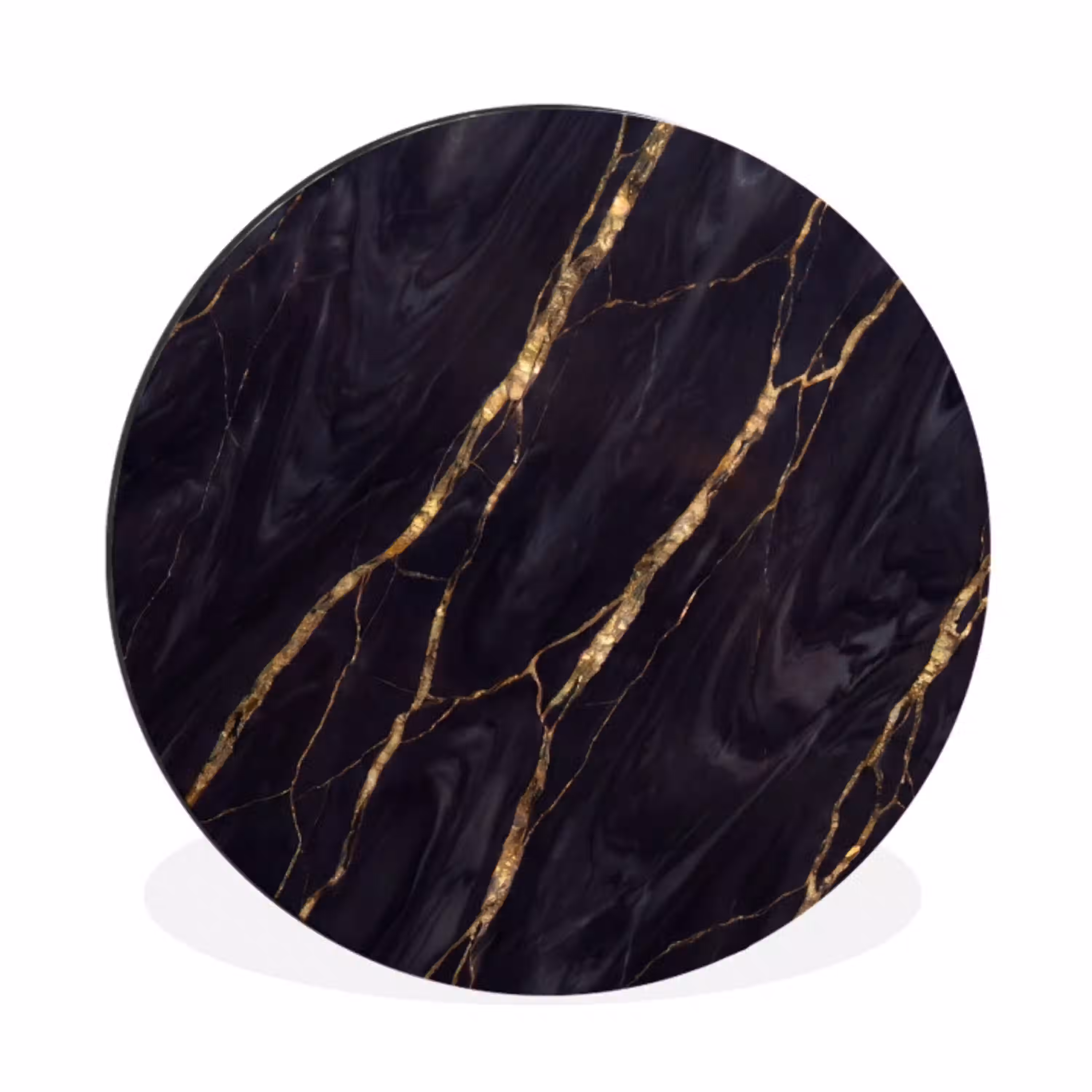 Marmer - Gouden aders - Abstract - Zwart Wandcirkel aluminium klein -3d