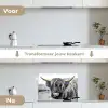 Schotse hooglander - Hoorns - Goud - Zwart keuken achterwand spatscherm klein -voor_na_NL