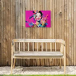 Vrouw - Portret - Abstract - Paars Tuinposter op houten frame 2 cm dik klein -sfeer4