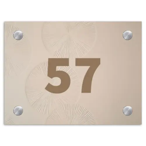 Beige reliëf lijnen - Traditioneel Naambord Rechthoek middel -3d