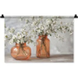 Vazen - Bloemen - Oranje Wandkleed katoen klein -zz3d