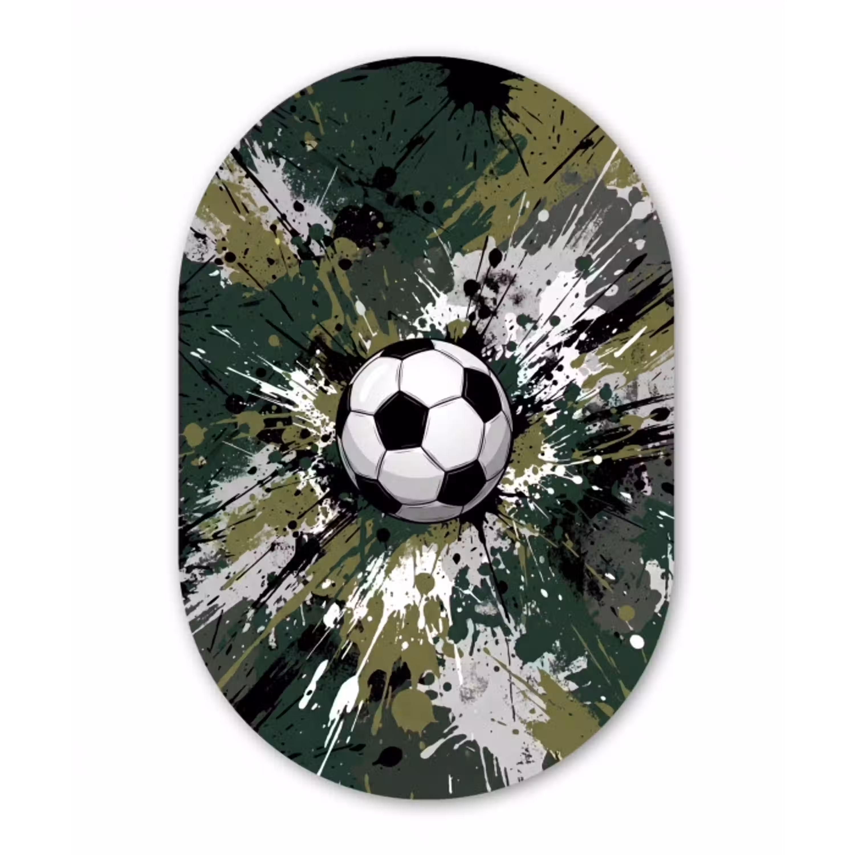 Voetbal - Verf - Spetters - Groen Wandcirkel Ovaal Aluminium middel -3d