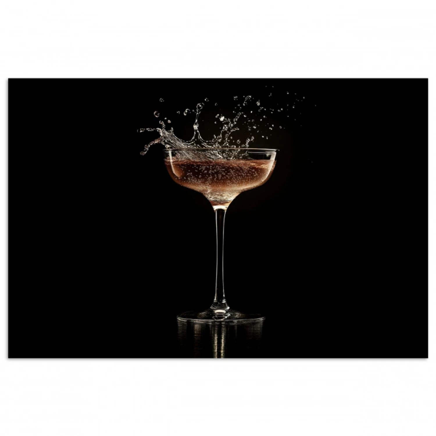 Cocktail - Zwart - Spetters - Glas poster papier klein -3d
