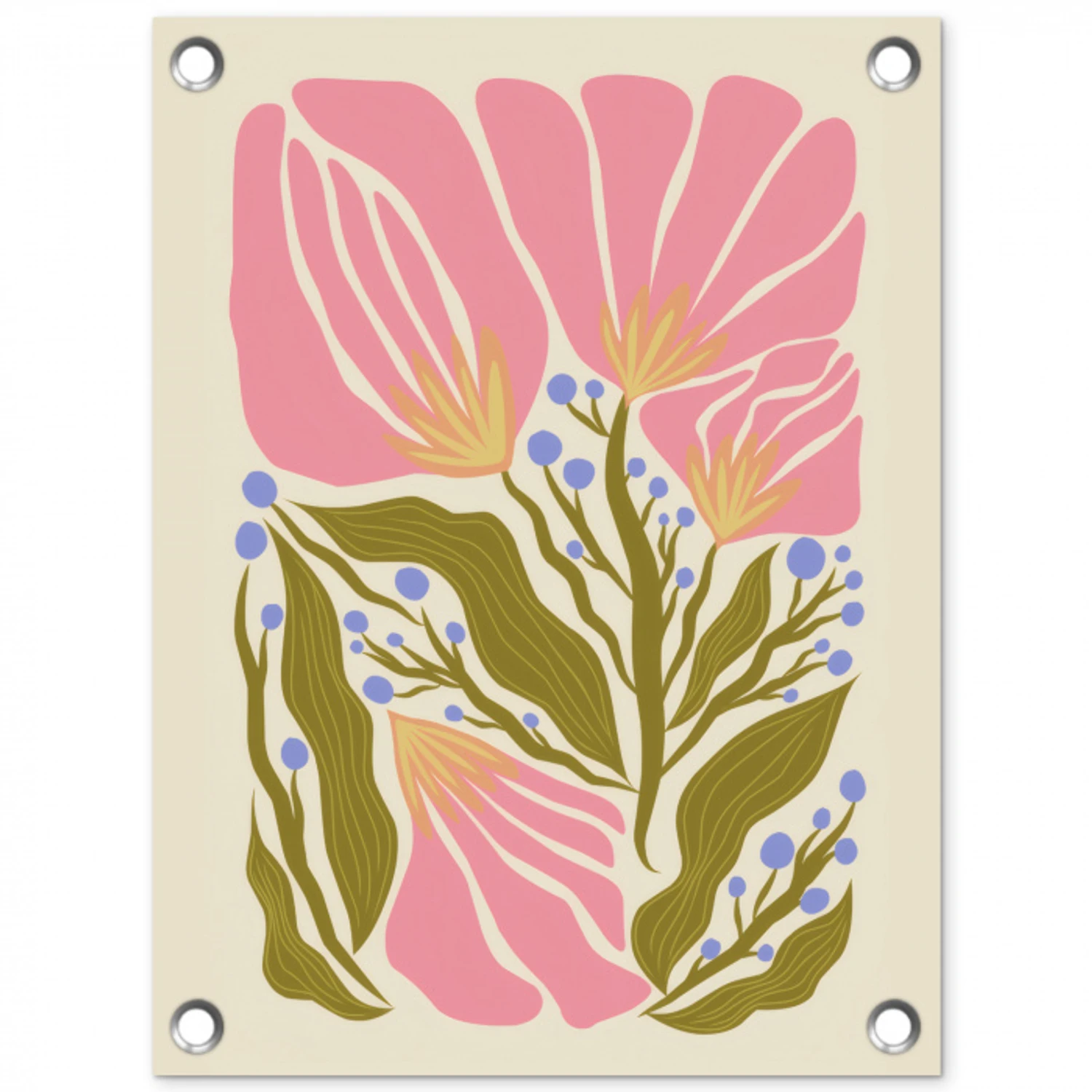 Bloemen - Bladeren - Abstract - Roze tuinposter los doek klein -3d