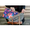 Bloemen - Blauw - Roze laptophoes neopreen klein -tas