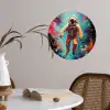 Astronaut - Graffiti - Ruimte - Neon Wandcirkel behangsticker klein -sfeer3