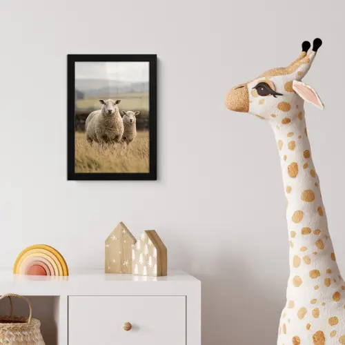 Schapen - Weidenlandschap - Heuvels fotolijst zwart zonder passe partout klein -usfeer4_kinderkamer