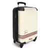 Crèmekleurige achtergrond met rode tekst en driekleurige streep onderaan NBS - Handbagage koffer - Kinderen Unisex middel -productfoto_3d