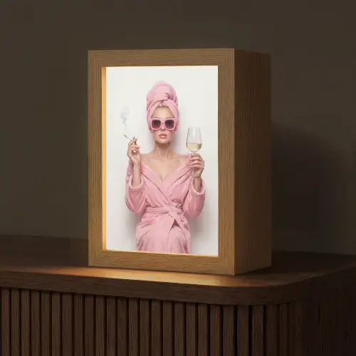 Vrouw - Roze - Wijn - Zonnebril Light Box met kabel (Tafellamp) klein -z3d_website