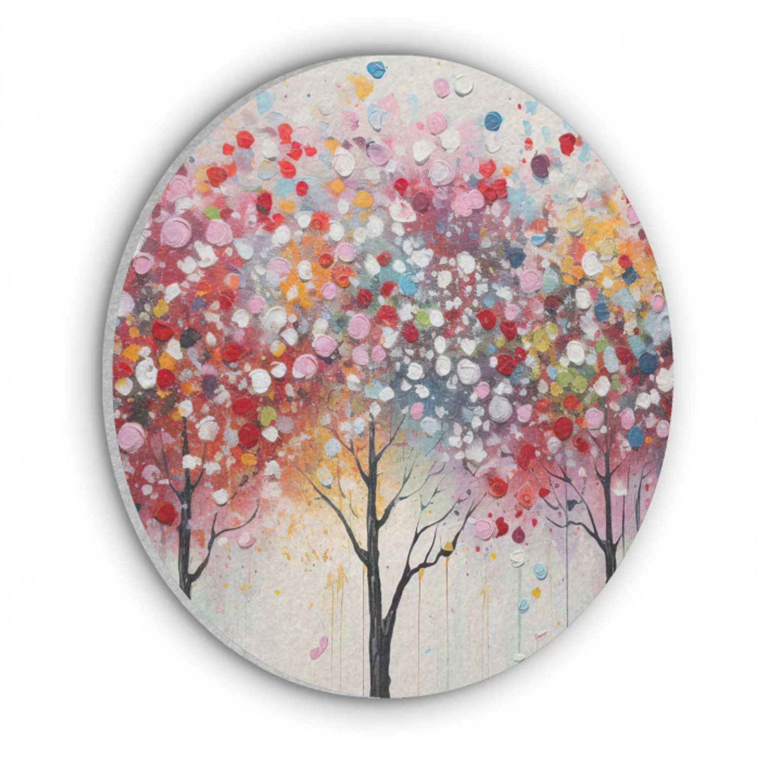 Kunst - Bomen - Natuur - Acryl Akoestische PET Vilt - Rond klein -3d