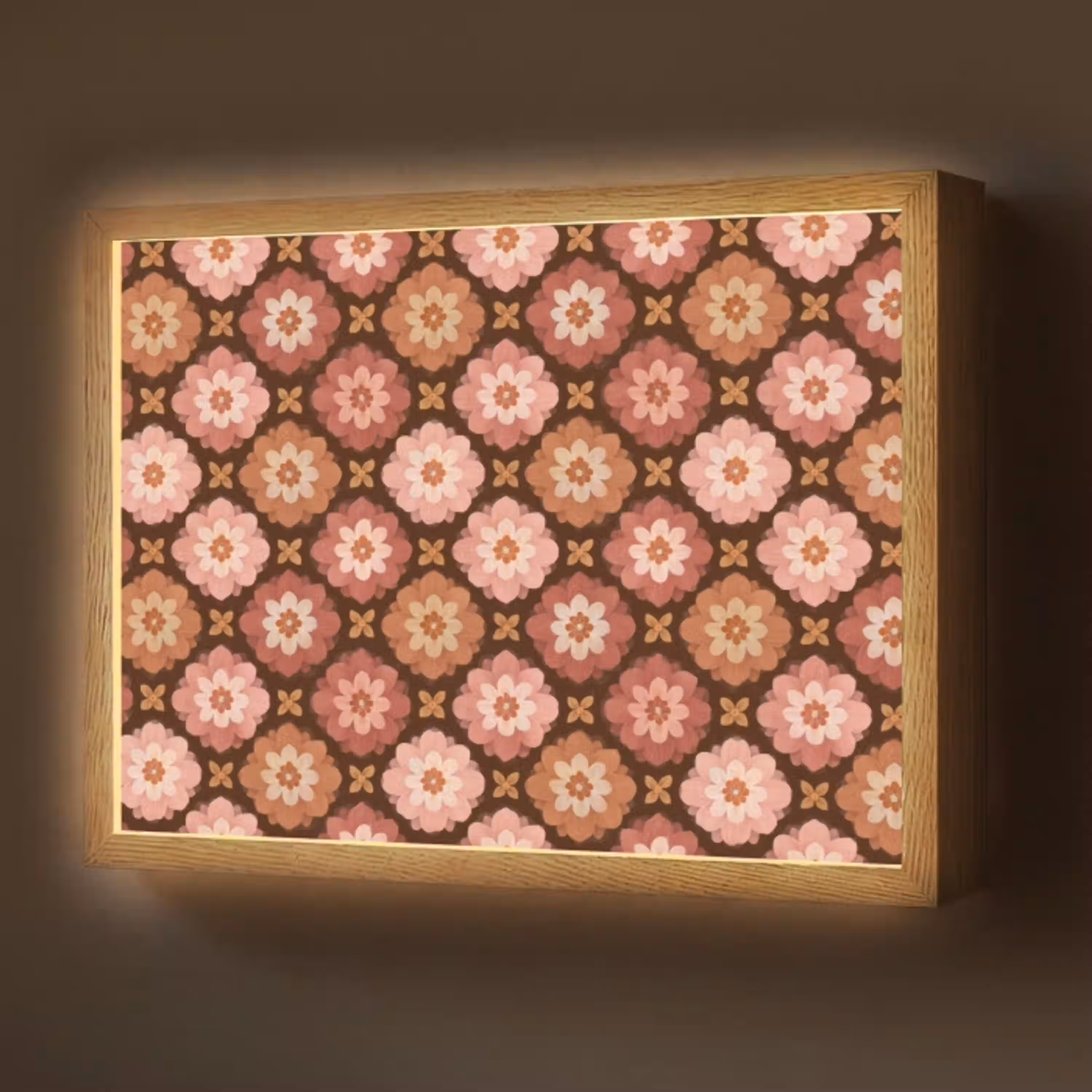 Geometrisch - Bloemen - Kleurrijk Light Box met batterij (Wandlamp) middel 907 -z3d_website