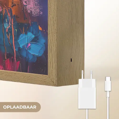 Bloemen - Kleurrijk - Abstract - Modern Light Box met batterij (Wandlamp) middel -USP_websiteoplaadbaarNL
