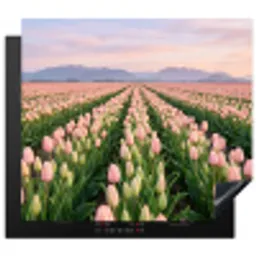 Tulpen - Landschap - Roze Inductie beschermer vinyl 3mm middel -3d