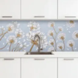 Illustratie - Bloemen - Blauw keuken achterwand 2 middel -3d