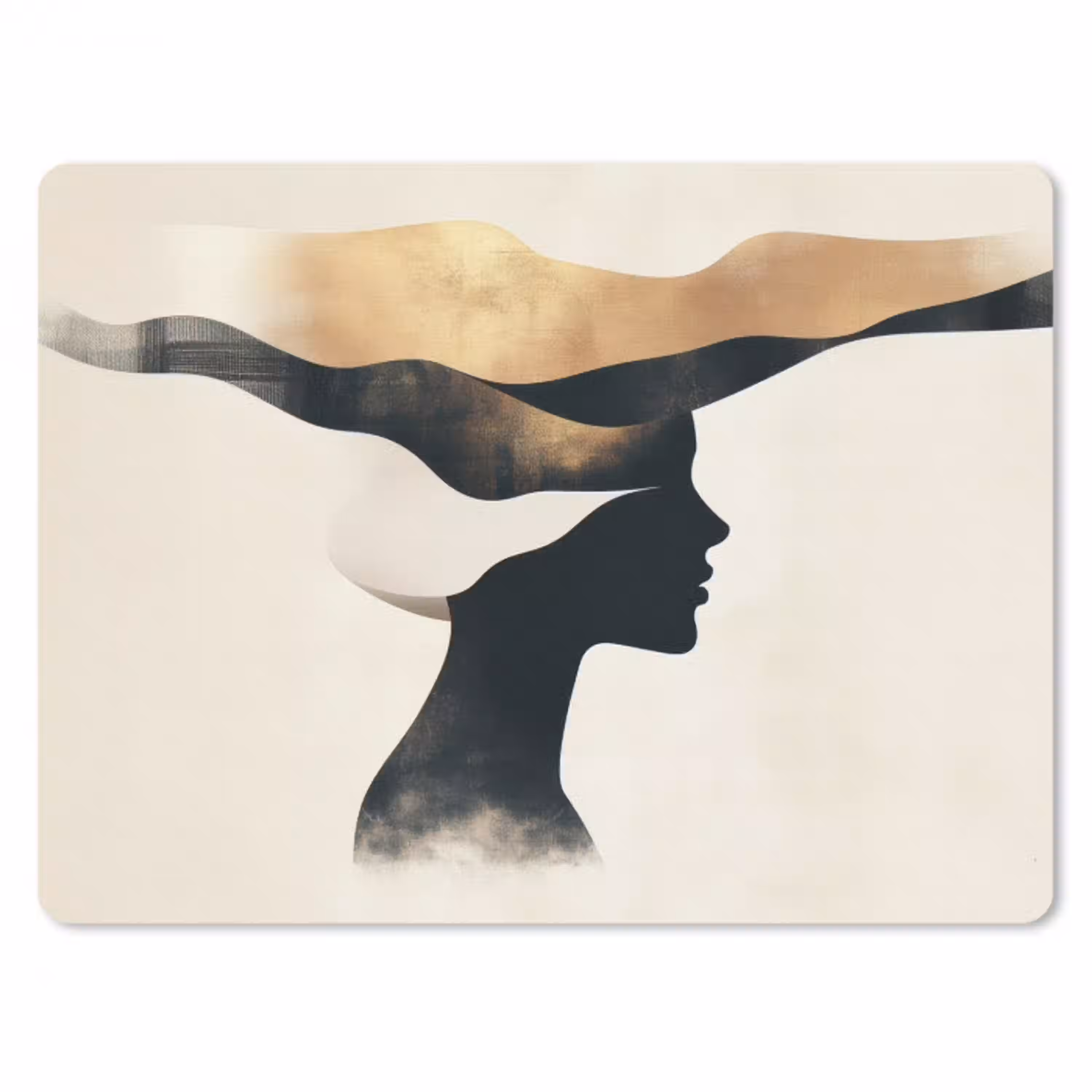 Vrouw - Golven - Zwart muismat rubber klein -3d
