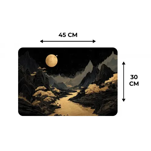 Gouden rivier - Bergen - Maan - Sterrenhemel Placemat vinyl groot -specs