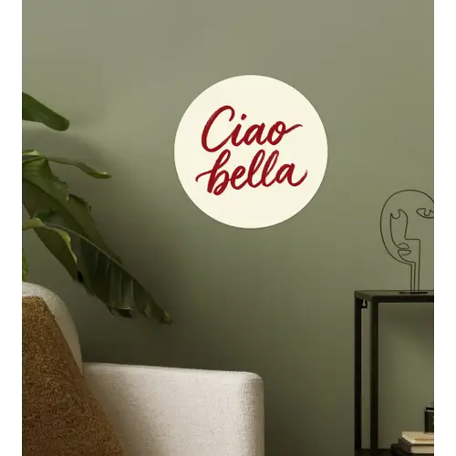 Ciao bella - Rood - Wit - Minimalistisch Wandcirkel behangsticker klein -sfeer2