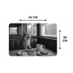 Kat - Koffie - Brood - Zwart Placemat vinyl groot -specs