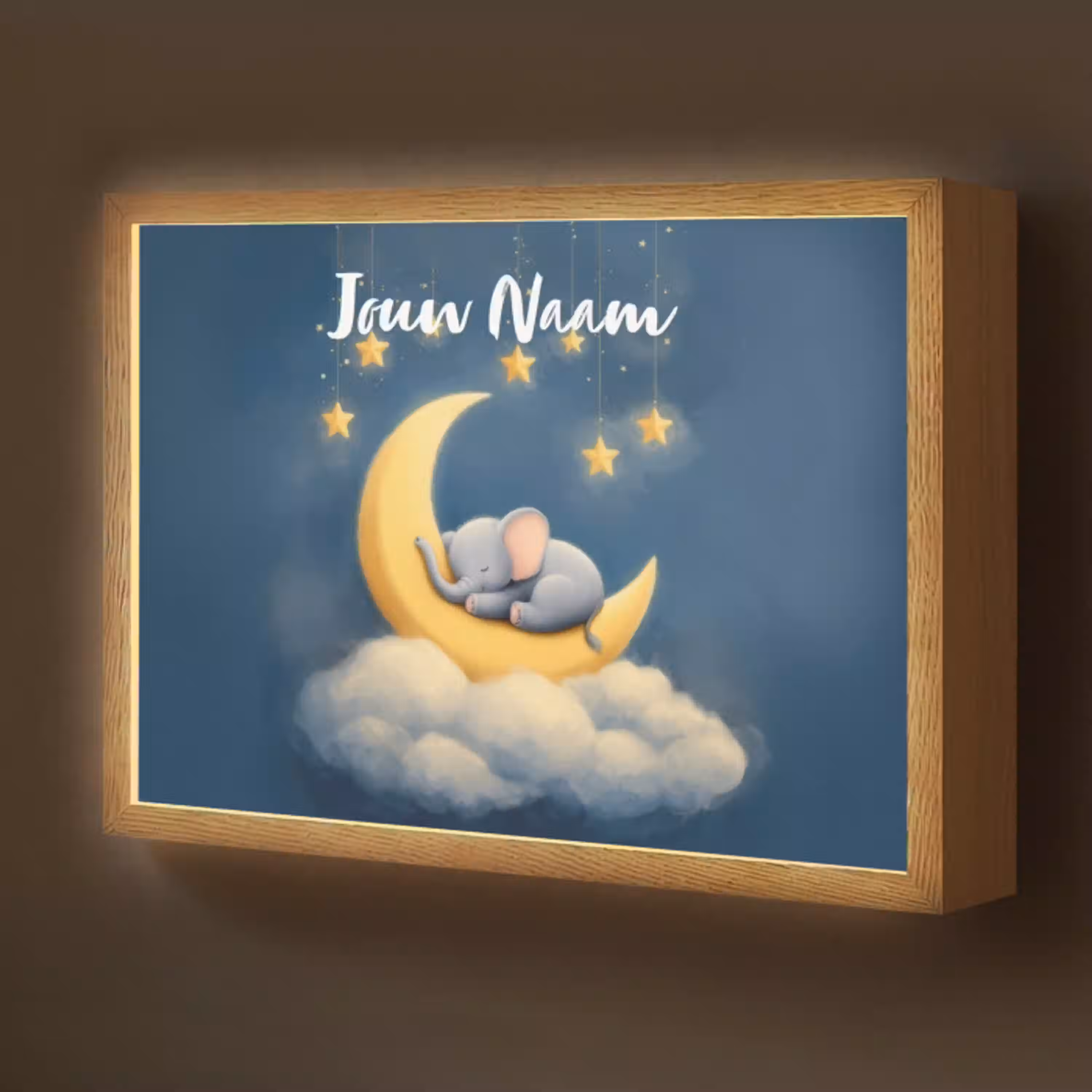 Sterren - Olifant - Maan - Wolken Light Box met batterij (Wandlamp kind) middel -z3d_website