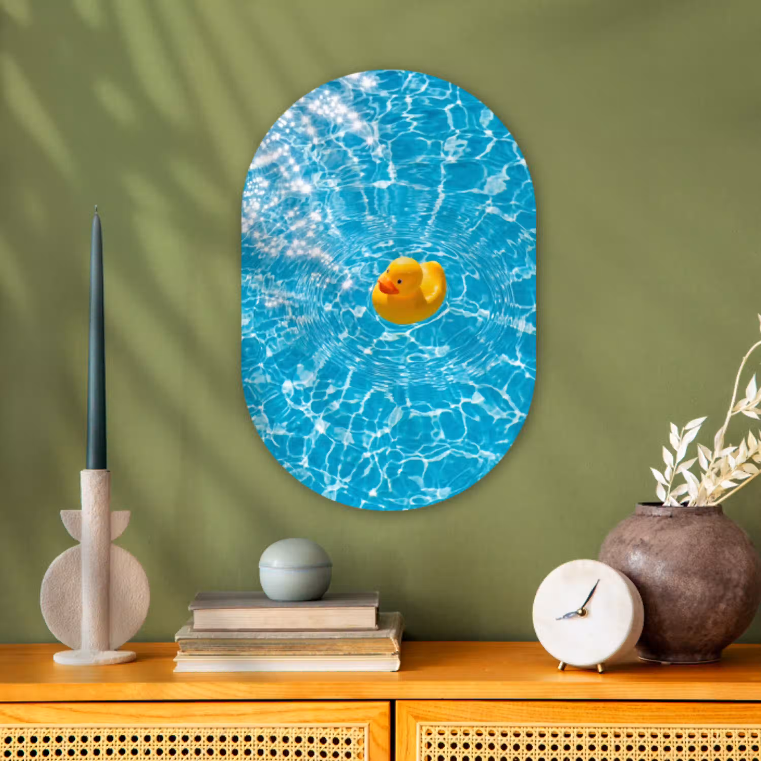 Badeend - Dobberen - Blauw Wandcirkel Ovaal Forex klein -sfeer2