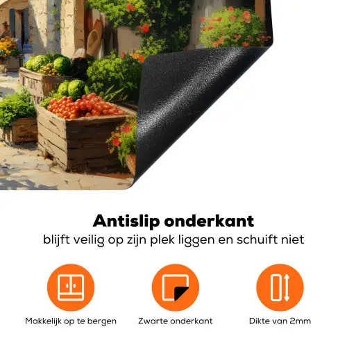 Dorp - Zon - Kraampjes - Huizen Inductie beschermer vinyl 3mm klein -zzzzzzz-td-onderkant