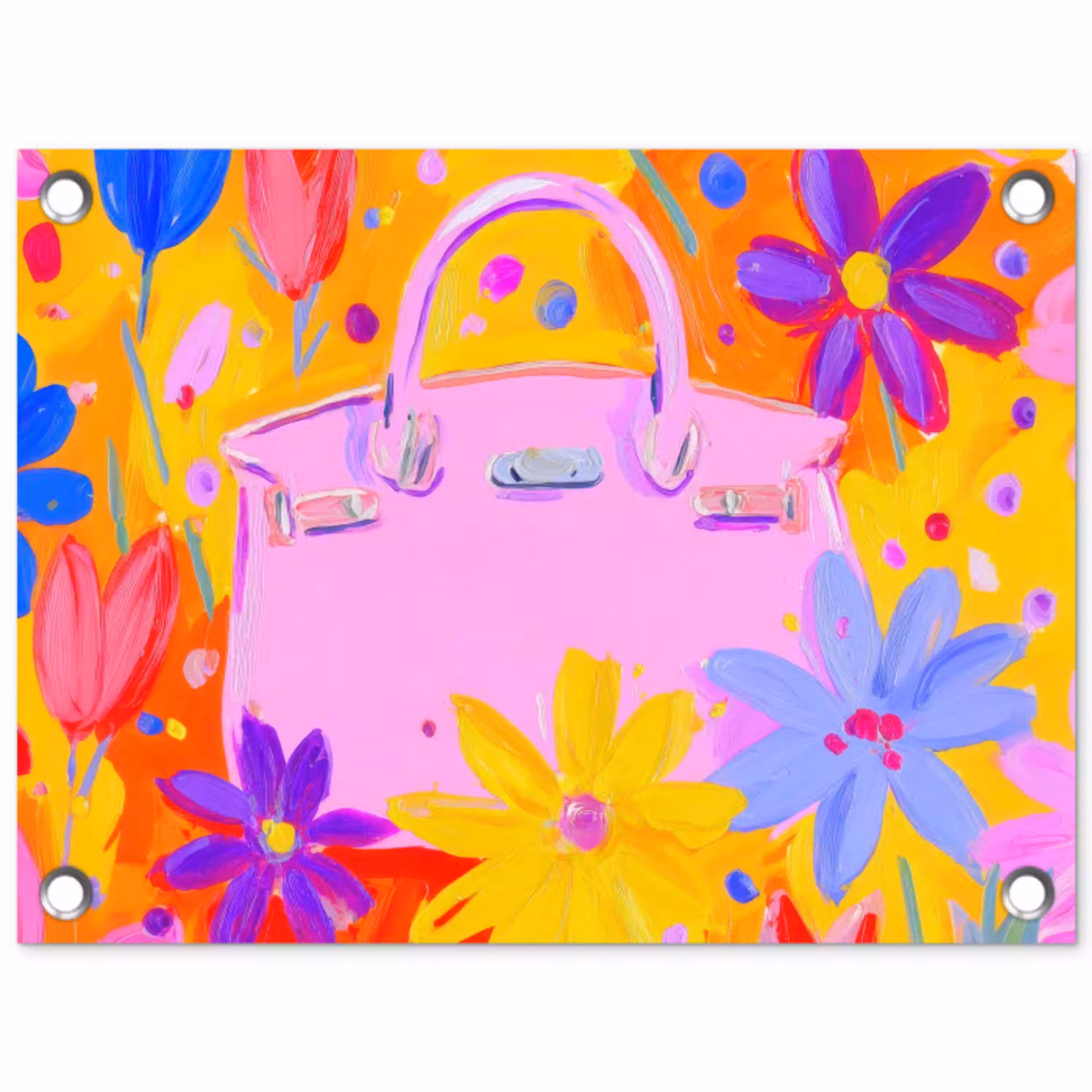 Tas - Roze - Bloemen tuinposter los doek klein -3d