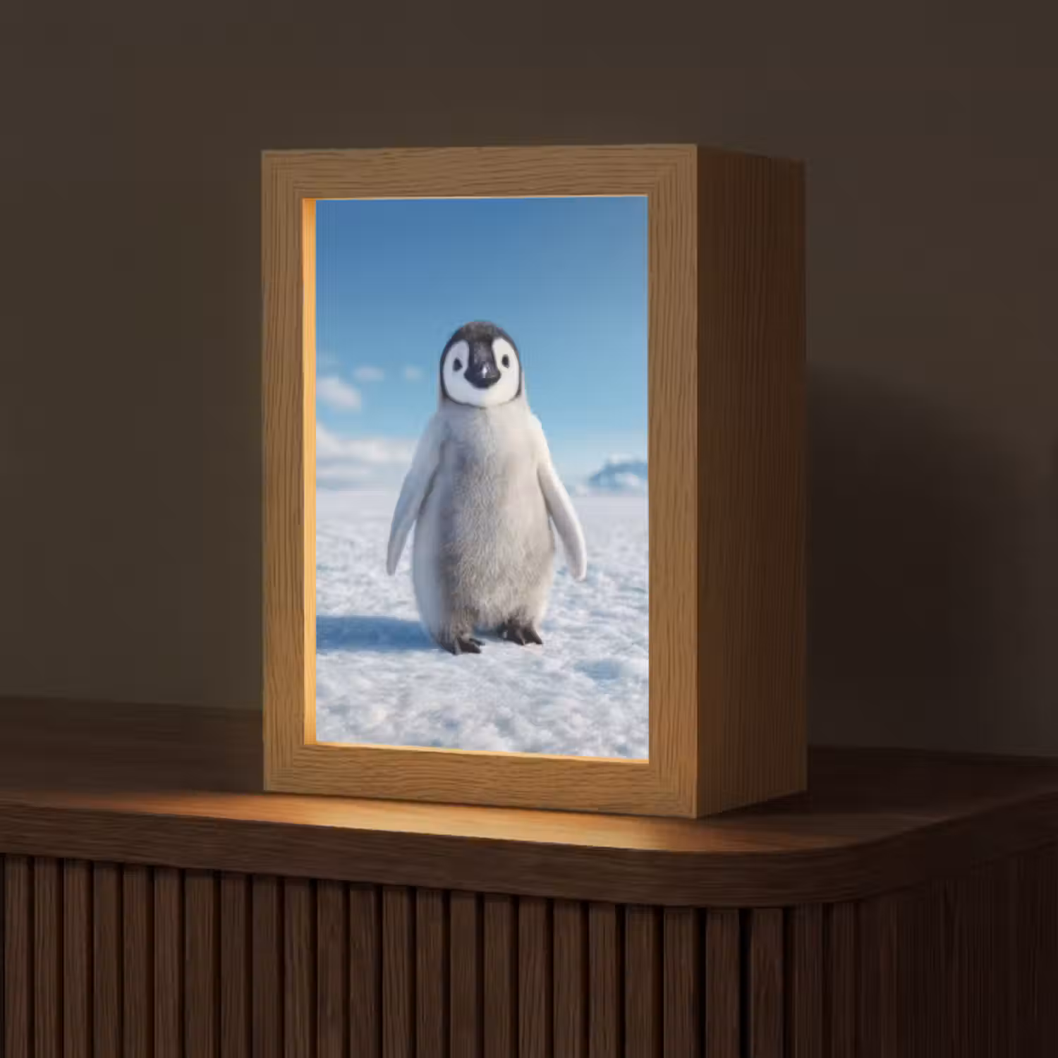 Tischlampe - Pinguin - Schnee - Landschaft - Weiß