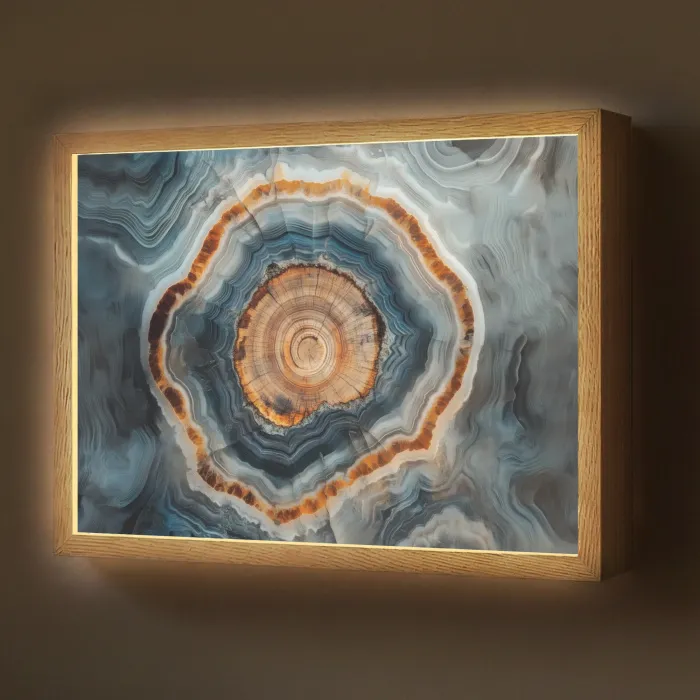 Cirkel - Ringen - Steen - Tinten Light Box met batterij (Wandlamp) middel -z3d_website