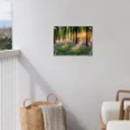 Bos met blauwe hyacinten bij zonsopgang tuinposter los doek klein -sfeer8