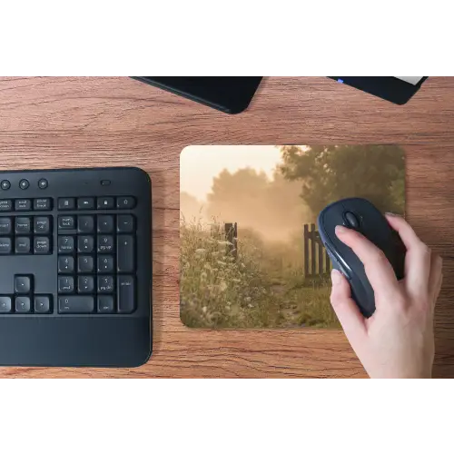 Hek - Natuur - Mist - Veld muismat rubber klein -toetsenbord
