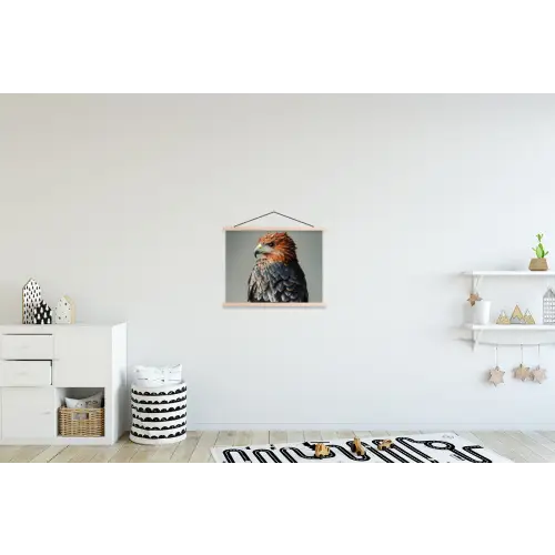 Vogel - Realistisch - Veren - Bruin textielposter latten blank klein -kinderkamer