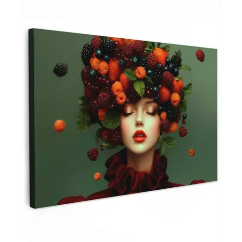 Vrouw - Aardbeien - Frambozen - Bramen - Bessen canvas 2cm klein -z3d