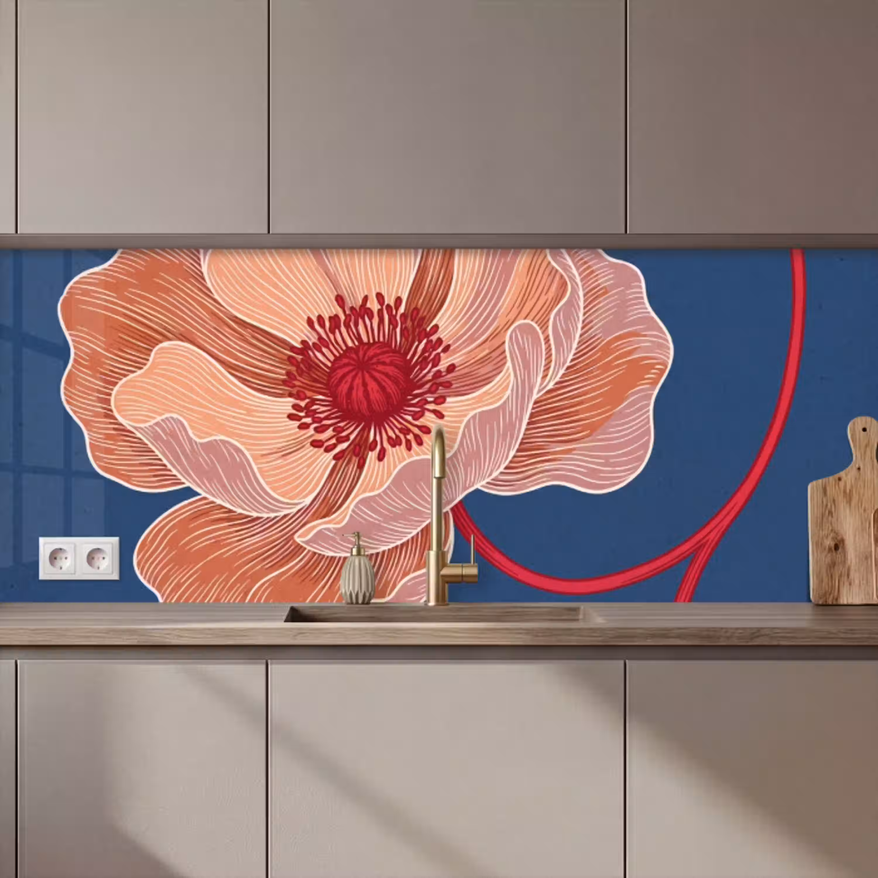 Bloemen - Modern - Abstract keuken achterwand 2 middel zz_3dshopping