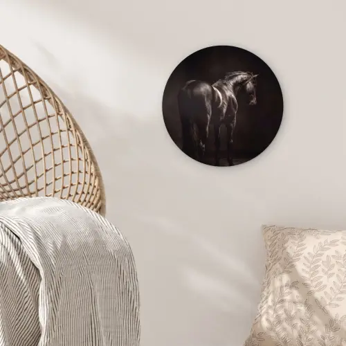 Krachtig - Paard - Donker Wandcirkel kunststof plaat 5mm dik klein -sfeer5