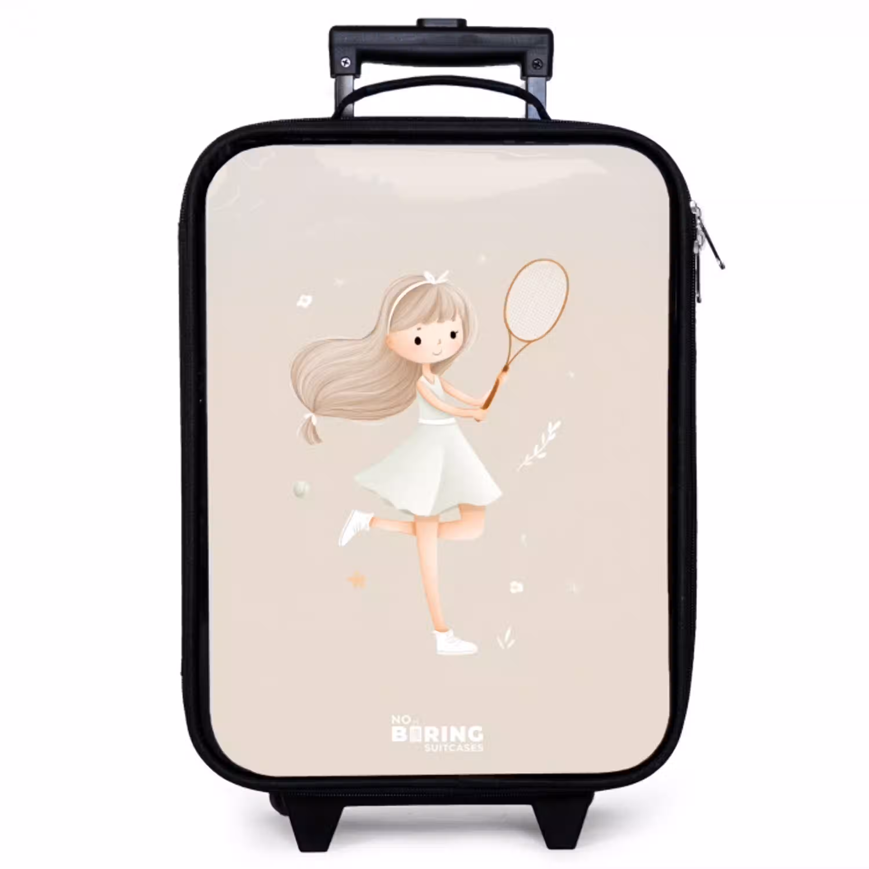 Meisje speelt tennis in beige kleuren Kinderkoffer - Zwart klein -zzz_website3d