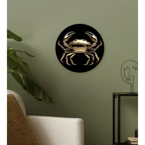 Goud - Krab - Dieren - Zwart Wandcirkel plexiglas klein -sfeer3