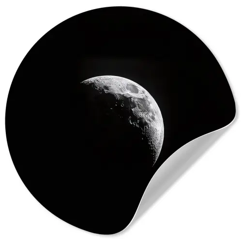 Maan - Hemel - Zwart - Schaduw Wandcirkel behangsticker klein -3d