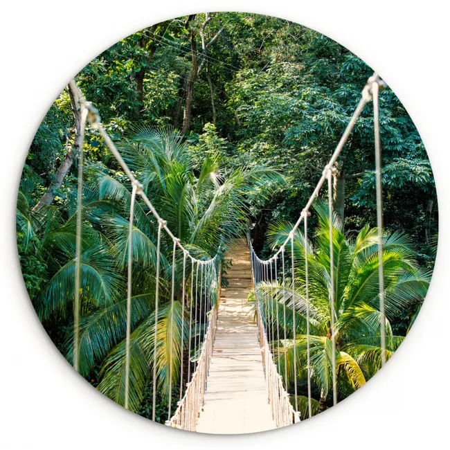 Jungle - Palmboom - Brug - Natuur - Planten Wandcirkel kunststof plaat 5mm dik klein -3d