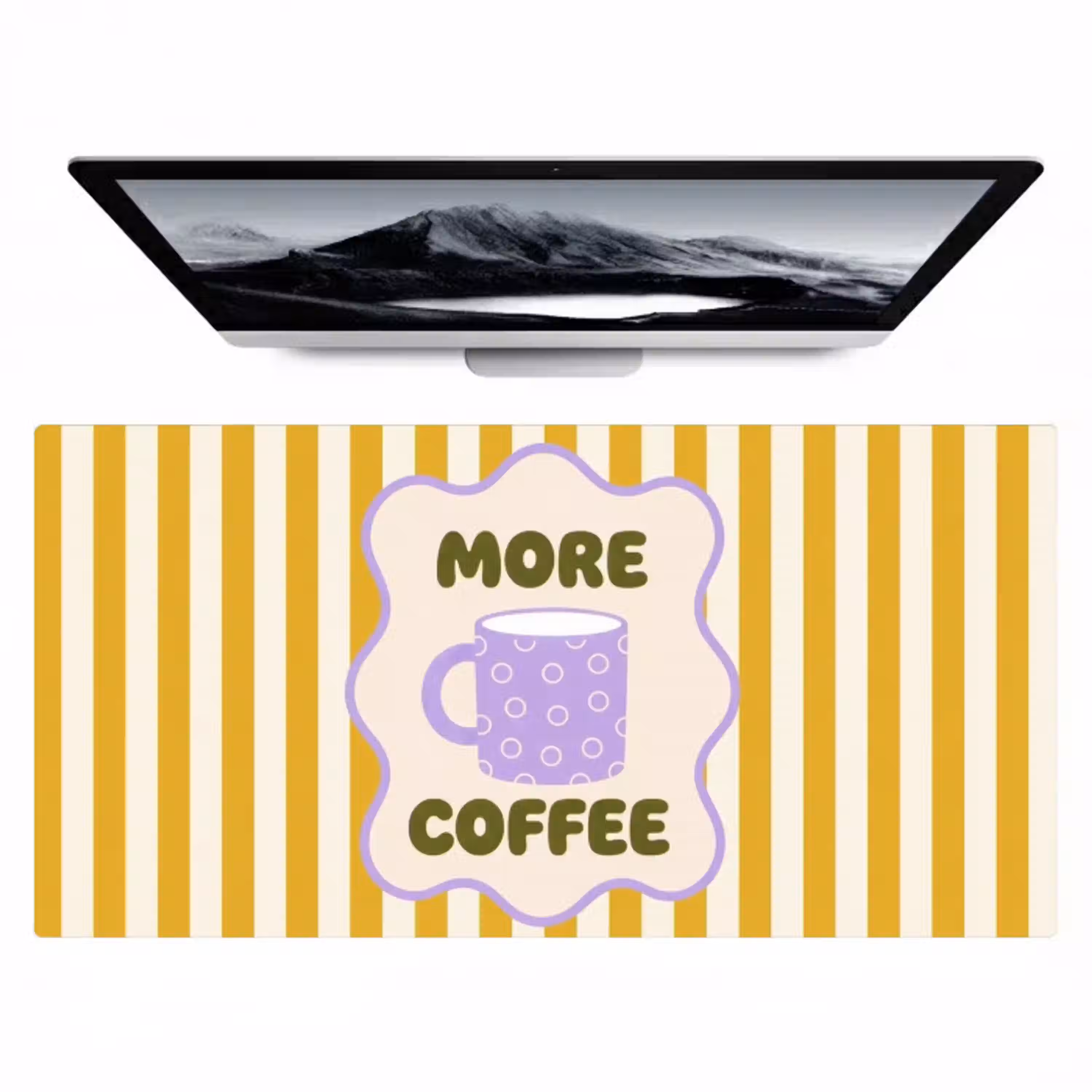 More coffee - Geel - Paars - Strepen - Mok Muismat XXL klein -zzz3d