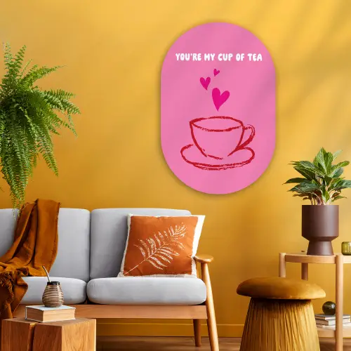 Thee - Roze - Valentijn - Tekst Wandcirkel Ovaal Glas middel -sfeer4