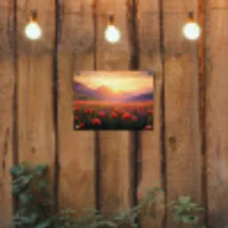 Landschap - Zonsondergang - Bloemenveld tuinposter los doek klein -sfeer1