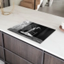 Geit - Bord - Spaghetti - Zwart Wit Inductie beschermer vinyl 3mm klein -sfeer8