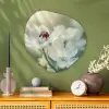 Lieveheersbeestje - Bloemen - Wit Wandcirkel Organisch Plexiglas middel -sfeer2