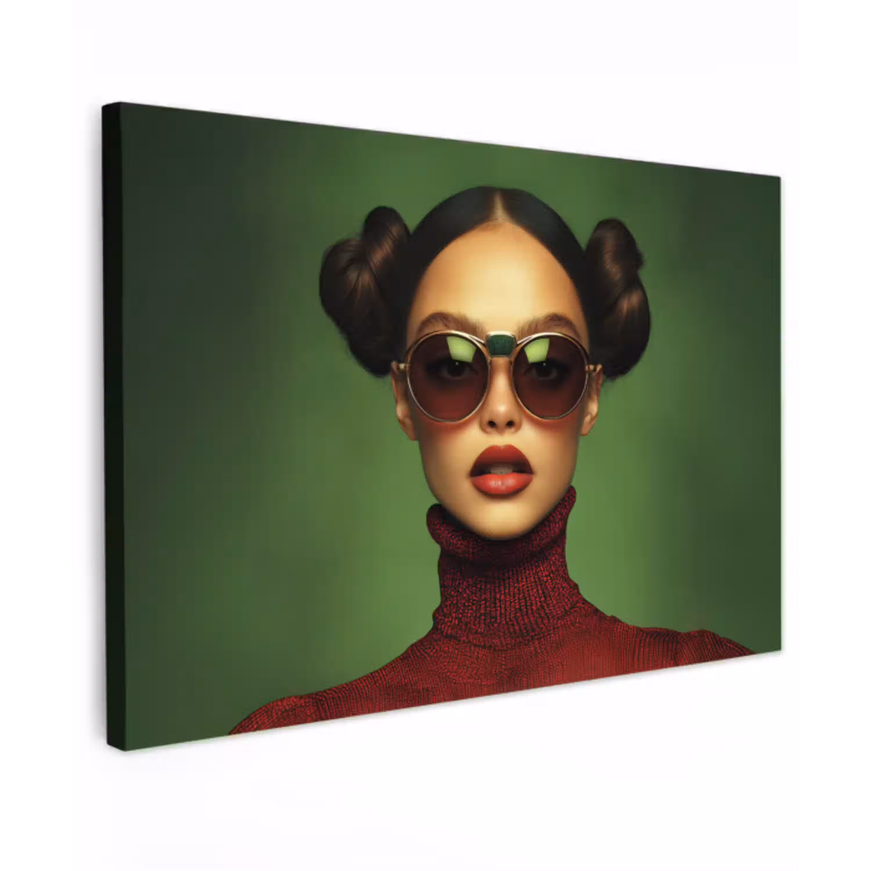 Vrouw - Groen - Bril - Aesthetic - Modern canvas 2cm klein -z3d