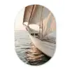 Zeilboot - Zee - Beige - Zon Wandcirkel Ovaal Glas middel -3d