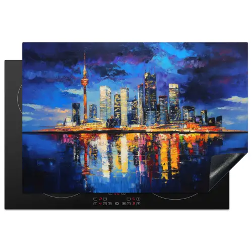 Skyline Toronto - Modern - Stadslicht - Blauw Inductie beschermer vinyl 3mm klein -3d