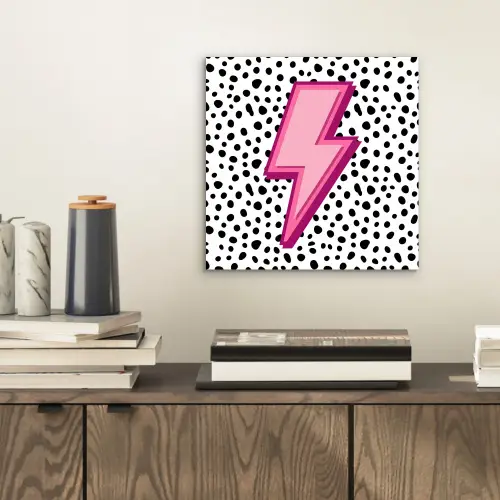 Bliksem - Roze - Stippen aluminium wit klein -sfeer1