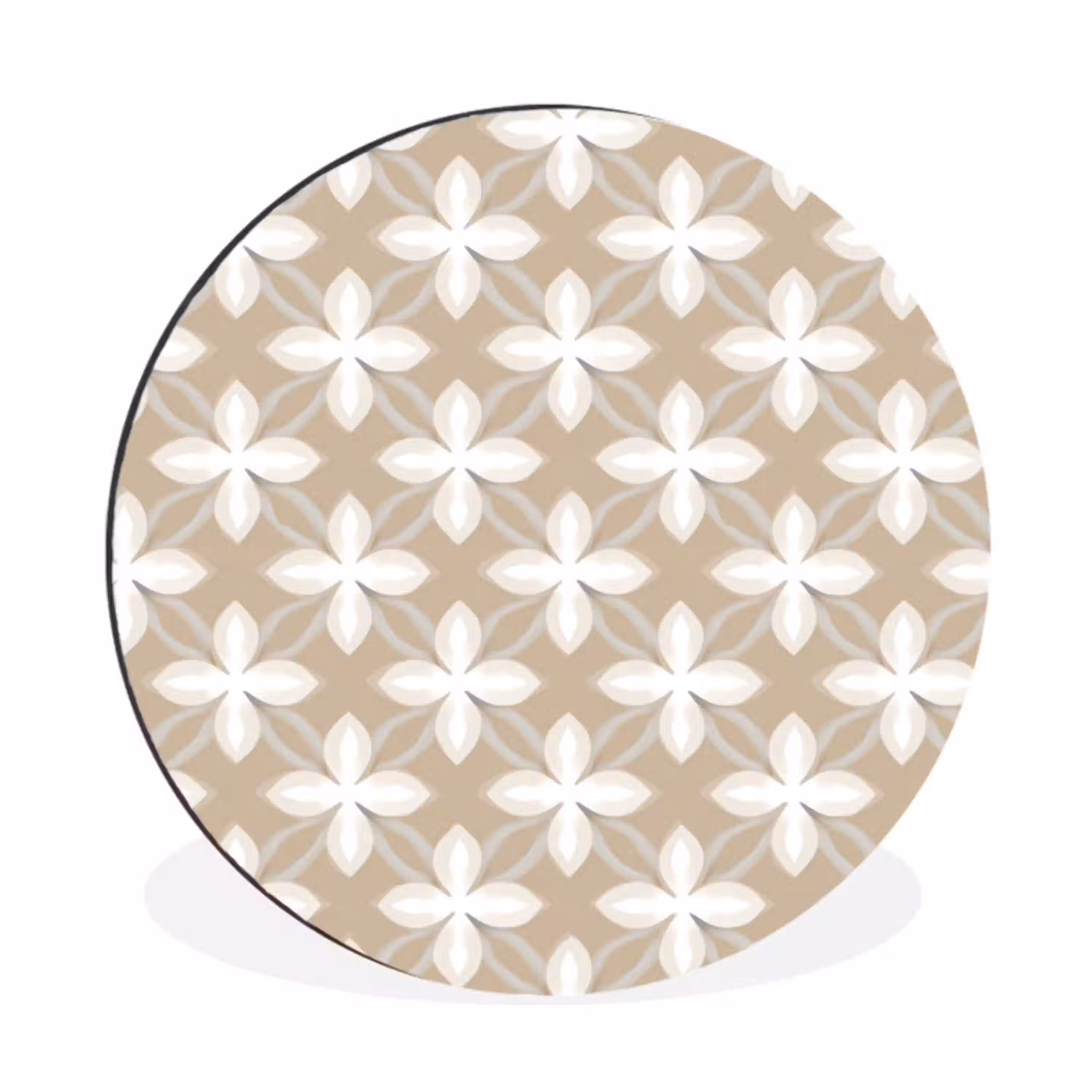 Patroon - Symmetrisch - Beige Wandcirkel aluminium klein 190 -3d