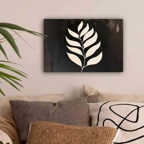 Blad - Wit - Minimalistisch canvas 2cm klein -sfeer1